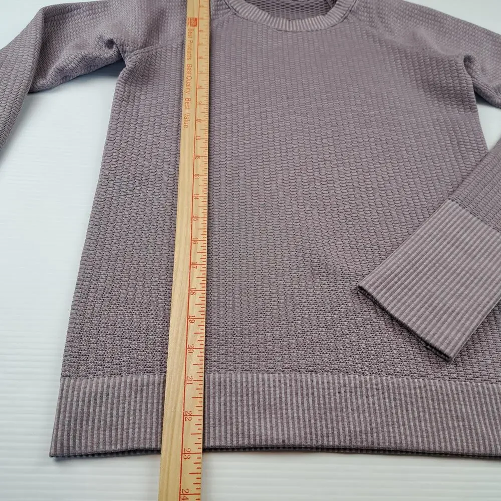 Lululemon Sweater Womens 4 Purple Rest Less Waffle Raglan Crewneck Pullover Top